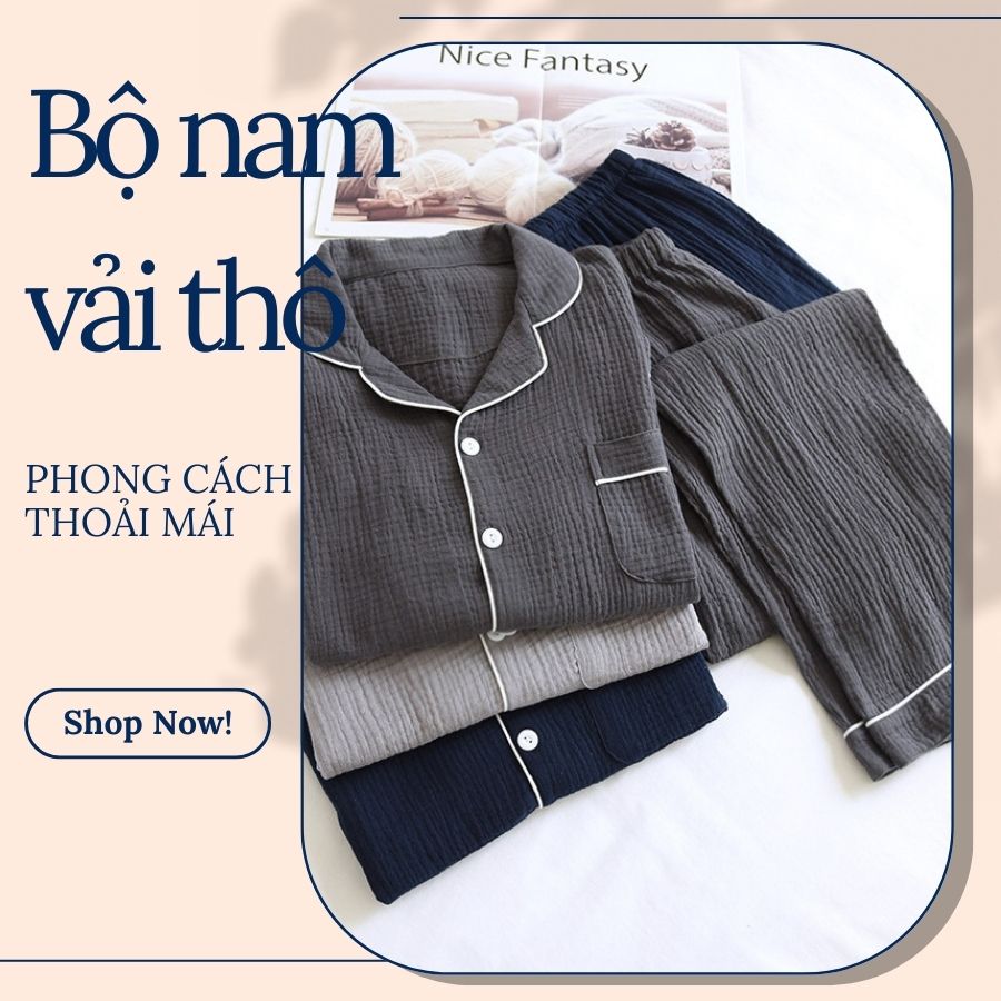 đồ bộ nam mặc nhà vãi đũi thô