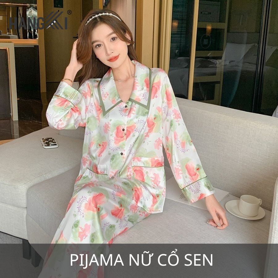 pijama nữ cổ sen