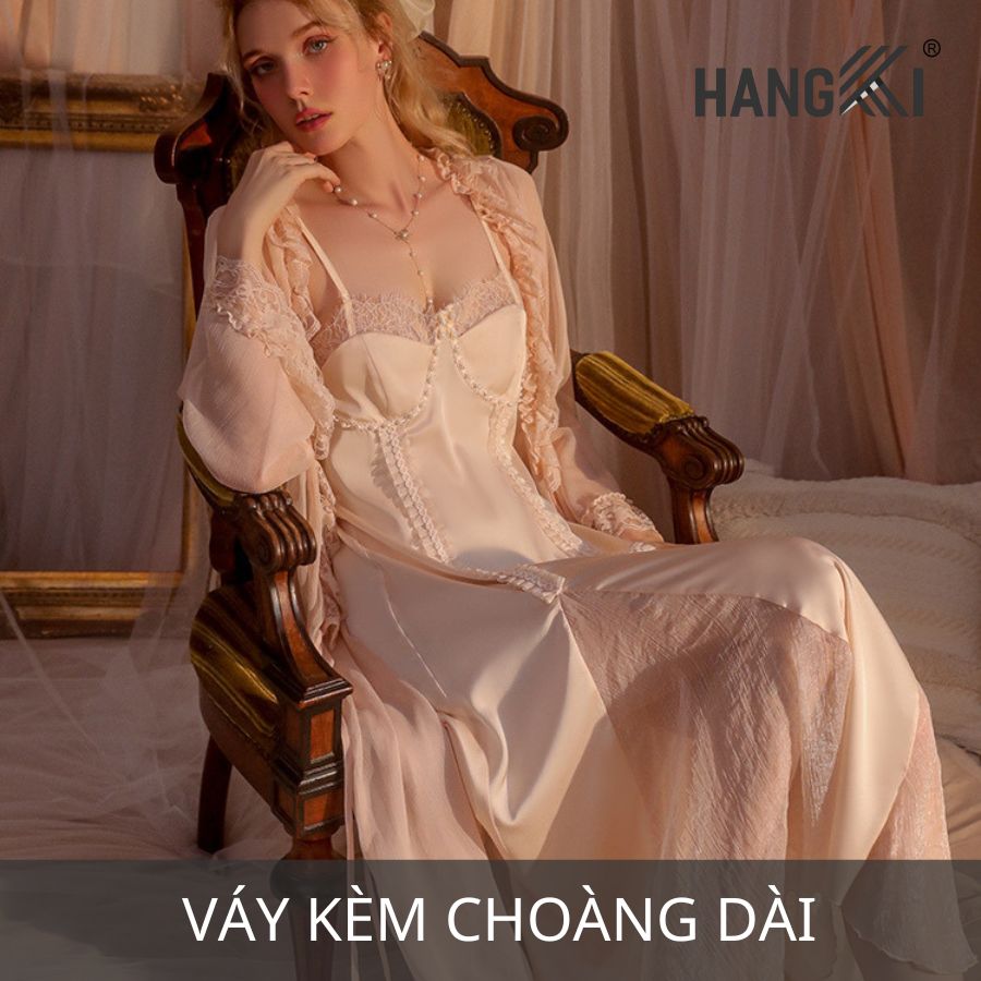 váy ngủ kèm choàng dài