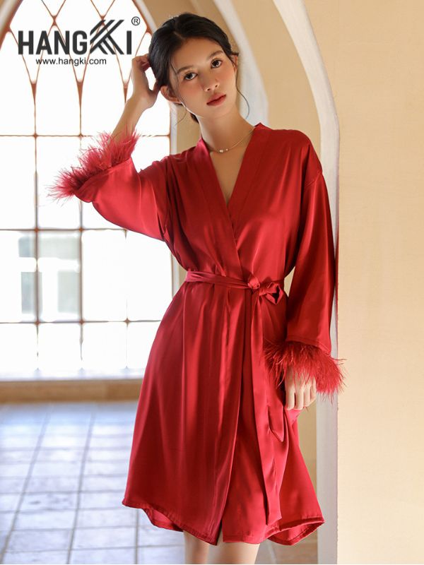 VCHG59 - Choàng ngủ lụa tay lông