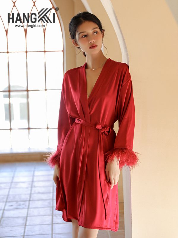 VCHG59 - Choàng ngủ lụa tay lông