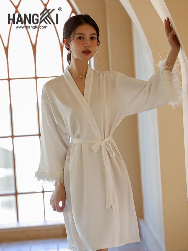 VCHG59 - Choàng ngủ lụa tay lông