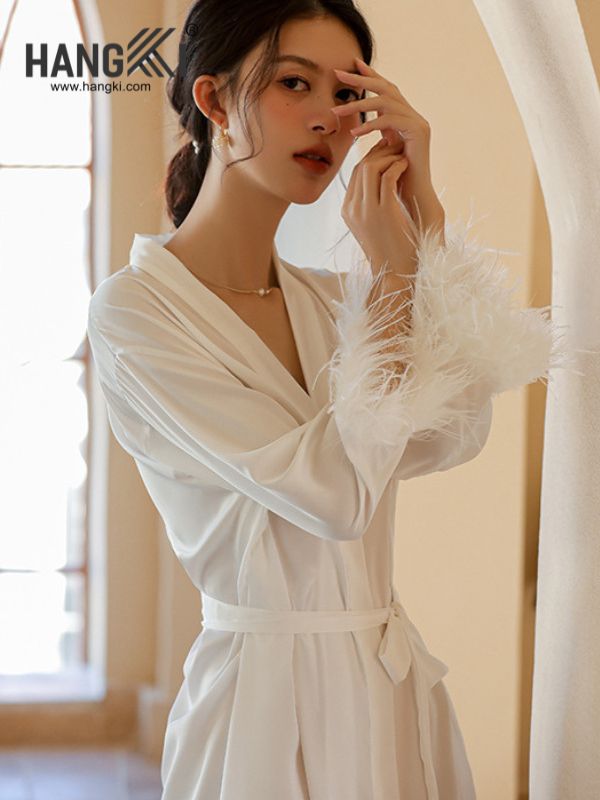 VCHG59 - Choàng ngủ lụa tay lông