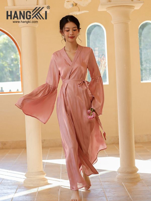 VCHG62 - Choàng ngủ lụa dài tay loe